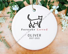 Personalized Cat Memorial Ornament, Forever Loved Cat Ornament, Cat Memorial ...