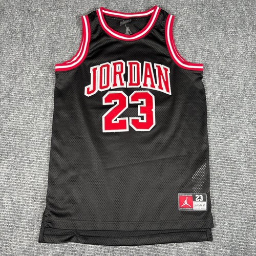 Kids Jordan 23 Black Red Basketball Jersey Size L