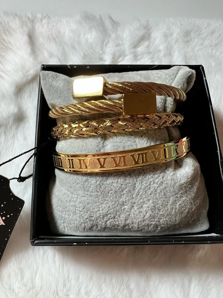 Brazalete Brazalete Hombre Caramelo Los Ángeles Chapado en Oro 18K Titanio Cierre Abierto Foto 2 de 4