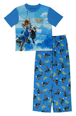 Nintendo Legend of Zelda Pajamas Shirt Pants Set Boy Girl Game 4 6 8 Breath Wild