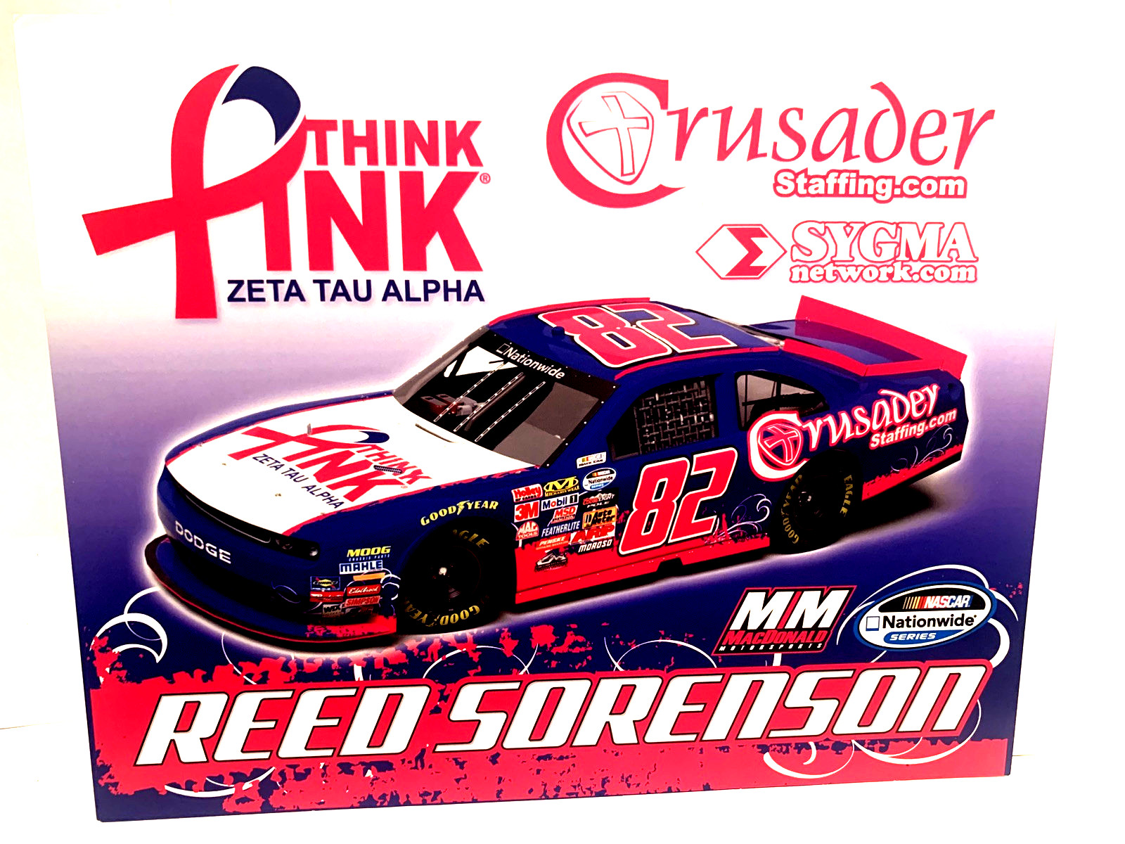 2011 REED SORENSON #82 THINK PINK/SYGMA DODGE NATIONWIDE NASCAR POSTCARD