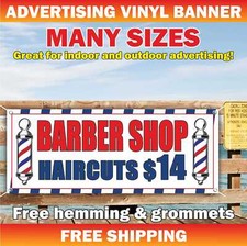 BARBER SHOP HAIRCUTS 12 Advertising Banner Vinyl Mesh Sign Shave Salon Beauty
