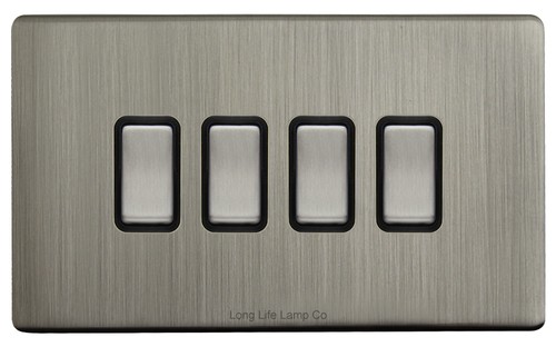 MegaSocket Sin Tornillos Delgado Placa Plana Enchufe de Luz e Interruptores Cromo Cepillado Gama - Imagen 3 de 111