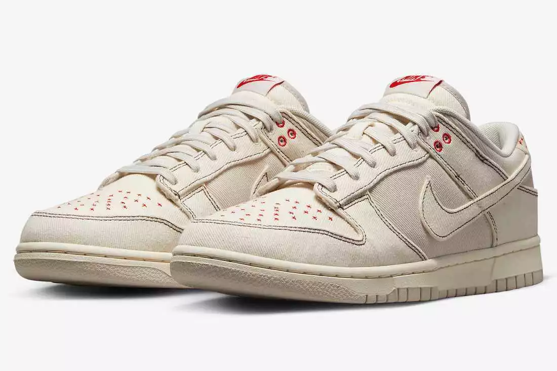 Nike Dunk Low Sashiko Denim Light Orewood Brown White Sail Ivory