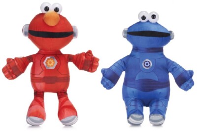 NEU OFFIZIELLES 12'' SESAMSTRASSE MECHA BUILDER ELMO UND KEKSMONSTER SOFTSPIELZEUG