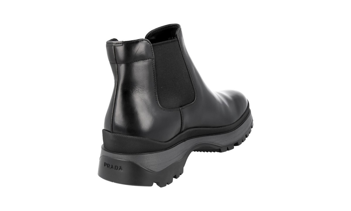 Men\'s Prada Brixxen  leather Chelsea boots size 10 made in Italy Black Leather and stretch fabric Brixxen boots | PRADA main image 4