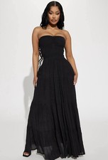 Fashion Nova Black Maxi Tiered Dress