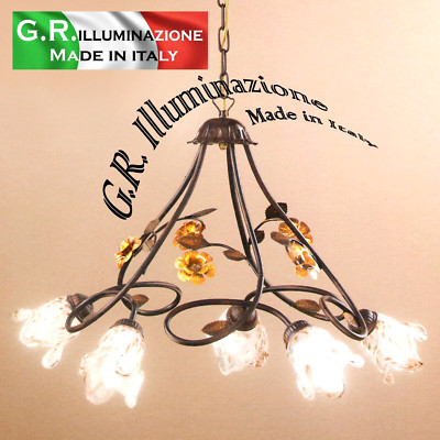 Plafonnier Classique Fer Forgé Shabby Chic Ivoire Et Or 3 Lumières bon
