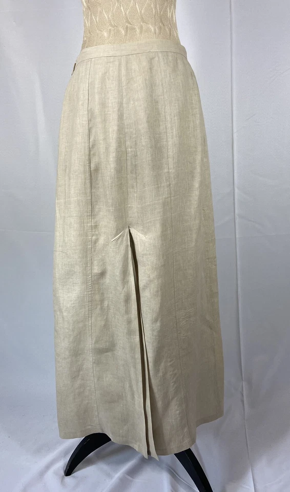 Traje Falda Claude Montans Talla 10 Vintage Frente Abierto Color Beige Foto 3 de 4