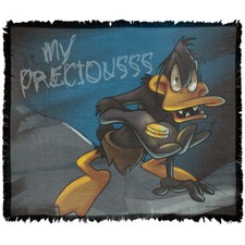 WB 100: Blanket 50"x60" Looney Tunes Daffy My Precious Woven Cotton Blend Throw