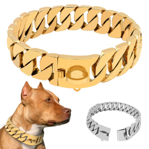 Breit Schwer HUNDEKETTE Kettenhalsband WÜRGEHALSBAND Hundehalsband Gold Silber - Bild 1 von 14