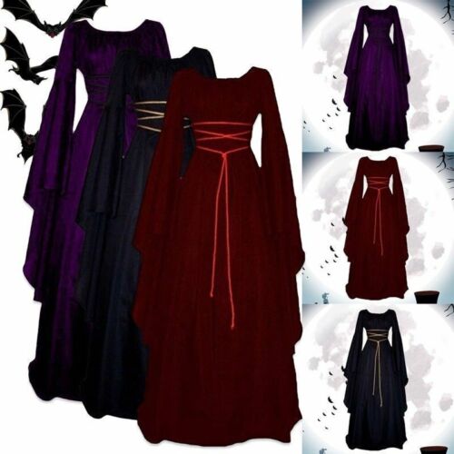 Womens Medieval Renaissance Gothic Witch Costume Halloween Carnival Fancy Dress▫ - Picture 1 of 18
