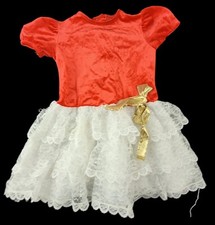Vtg Velvet White Lace Ruffled Frilly Christmas Dress Girl Sz 5 USA Toddlers