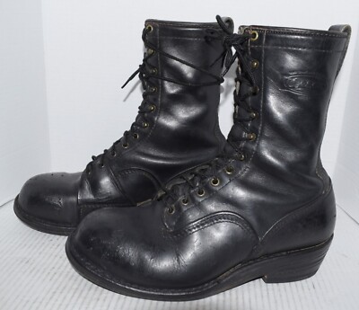 Steel Toe Wesco Boots Vtg WESCO USA Black Leather Steel Toe Work