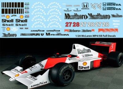 1/20 Decals für McLaren MP4/5B FULL TAMIYA AYRTON SENNA BERGER TB DECAL TBD67 