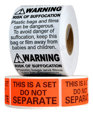 Amazon FBA Warning Stickers Combo - Suffocation & Do Not Separate Labels