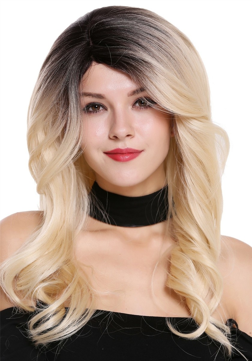 WIG ME UP Damenperücke Lang Glatt – Leicht Gewellt, Scheitel, Schwarz (1B)