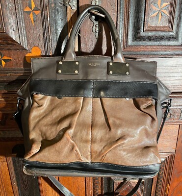 Rag Bone Pilot Satchel Madium Black/Brown Leather Handbag Bag Shoulder  Strap