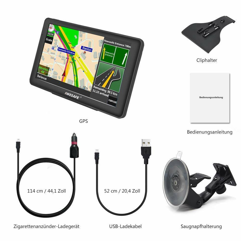 Awesafe 7 Zoll GPS Navi Navigation für Auto LKW PKW Navigationsgerät 8GB256MB