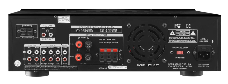 Technical Pro RX113BT 1500w Bluetooth Home Receiver Amplifier Amp w/ 10 Band EQ - Image 3 of 4