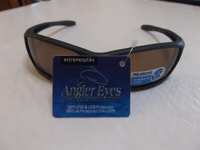   ANGLER EYES Polarized Black Extend Wrap Mens Sunglasses 