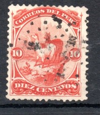 PERU, stamp classic 10 CTS. DE SERIE LLAMAS, MATASELLOS DE MOQUEGUA