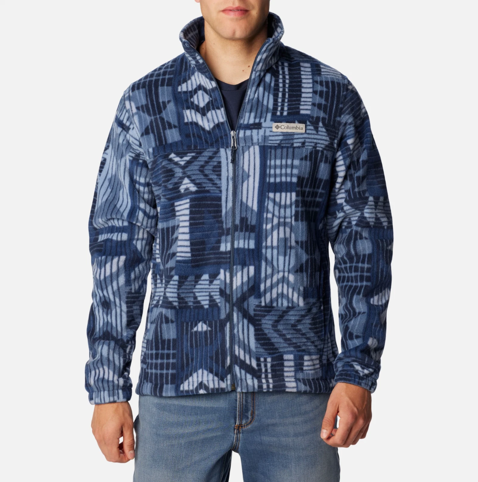 COLUMBIA BLUE PATHWAYS PRINTED STEENS MOUNTAIN FLEECE ZIP JACKET Sz XL
