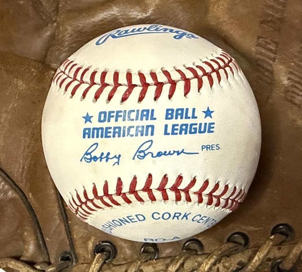 Bola de beisebol oficial da Liga Americana (OAL) autografada assinada por Gorman Thomas - Imagem 2 de 2