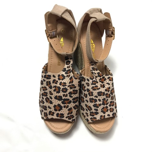 Joli jolimall Cuña Sandalias Tamaño 7 Alpargatas Animal Print Peep Toe  Correa De Tobillo | eBay
