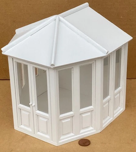Dolls House Conservatory Assembled White Painted Miniature 1:12 Scale 507 tumdee