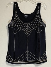 nicole miller medium black embellished tank top 140-56/61 