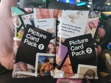 CARDS AGAINST HUMANITY picture card pack 1 and 2 expansion set game 1 CAH bundle