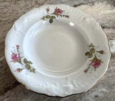 Wawel Poland Pompadour Rose Moss Roses Embossed Gold Trim - 8-1/4" RIM SOUP BOWL