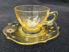 Lancaster Jubilee Yellow Depression Glass Cup and Saucer set 1930's CUP60