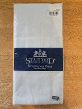 Stafford Permanent Press White Pattern 6 Pack Handkerchiefs 16"x16" NEW