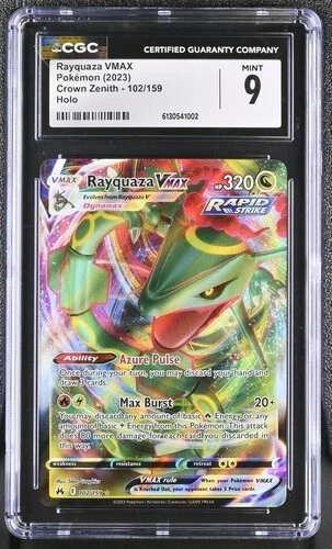 CGC 9 Pokémon English Rayquaza VMAX 102/159 2023 Crown Zenith Holo