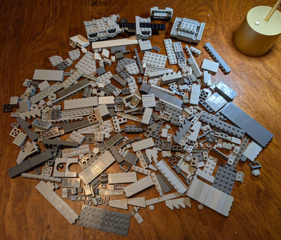 LOT Several hundred LEGO blocks, bricks, pieces, parts SHADES OF GRAY