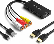 RCA to HDMI Converter, AV to HDMI Adapter Support 1080P, PAL/NTSC Compatible wit