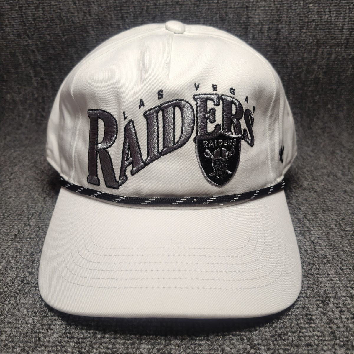 '47 Brand Las Vegas Raiders NFL White Snapback Hat Cap Rope Detail Z03