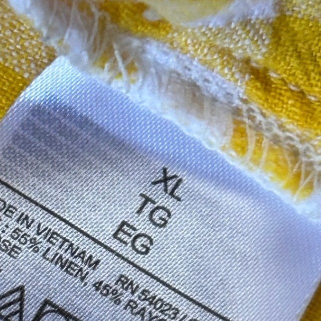 Yellow White Gingham Square Neck Flutter Sleeve  … - image 6