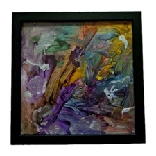 Abstraktes Originalgemälde gerahmt – Moderne Farbkomposition  Acryl auf Leinwand