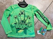Minecraft Kids UV Protective Long-Sleeve Swim Shirt Creeper Print UPF 50 Size 4