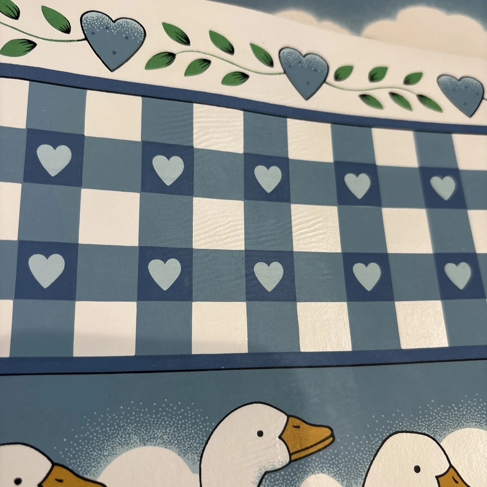 Vintage Set 3 Vinyl Placemats Duck Hearts Geese Goose Blue Franco Country READ - Image 4 of 4