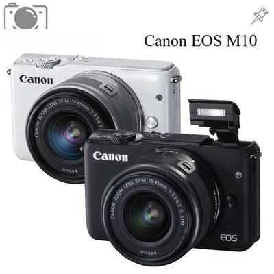 Canon EOS M10 Mirrorless Digital Camera with EF-M 15-45mm Lens 18MP Black/White - Image 1 of 4