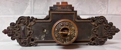P F Corbin Lock Knob w/ Escutcheons Brass 1905