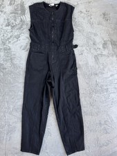 Universal Thread Jumpsuit Women's Sz 10 Black Sleeveless Denim Zip Front Utility