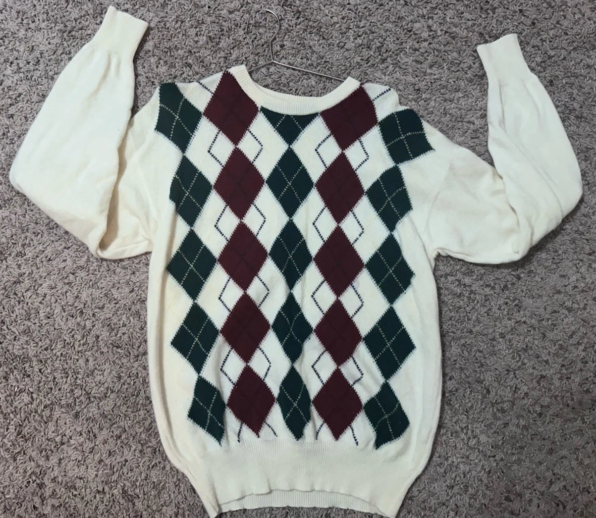 Retro Blarney Woollen Mills Sweater size 40/50 Wool Pullover Diamond Preppy