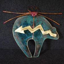 Copper Southwestern Style Metal Bear Sculpture Wall Art Handmade Greg Gowen