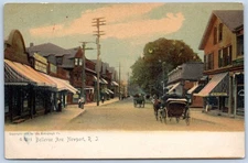 Postcard RI Newport Rhode Island Bellevue Ave Horse Carriage Rotograph UDB C199