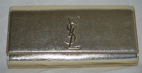 NWT $1290 YSL Yves Saint Laurent Gold Platine Belle de Jour Clutch Handbag